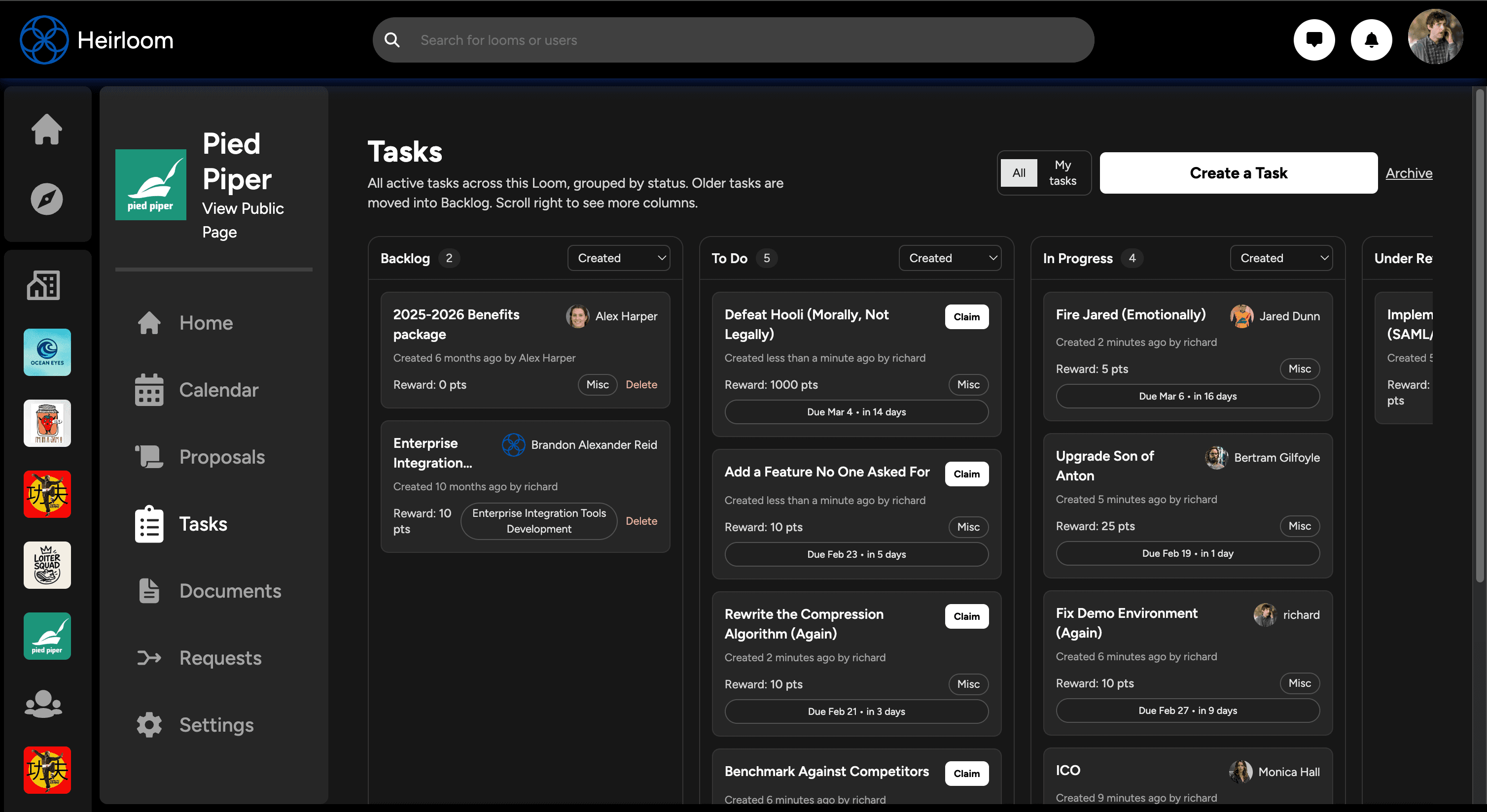 Task board + contribution log